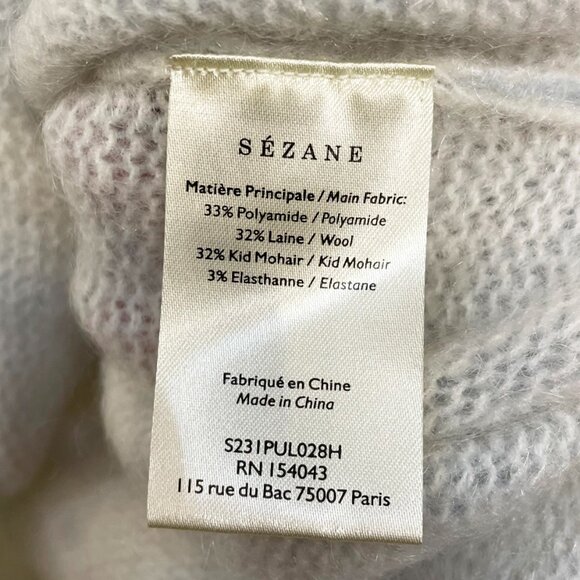 EUC Sezane Aurelia Floral Wool Mohair Sweater Light Blue Small - Picture 7 of 8